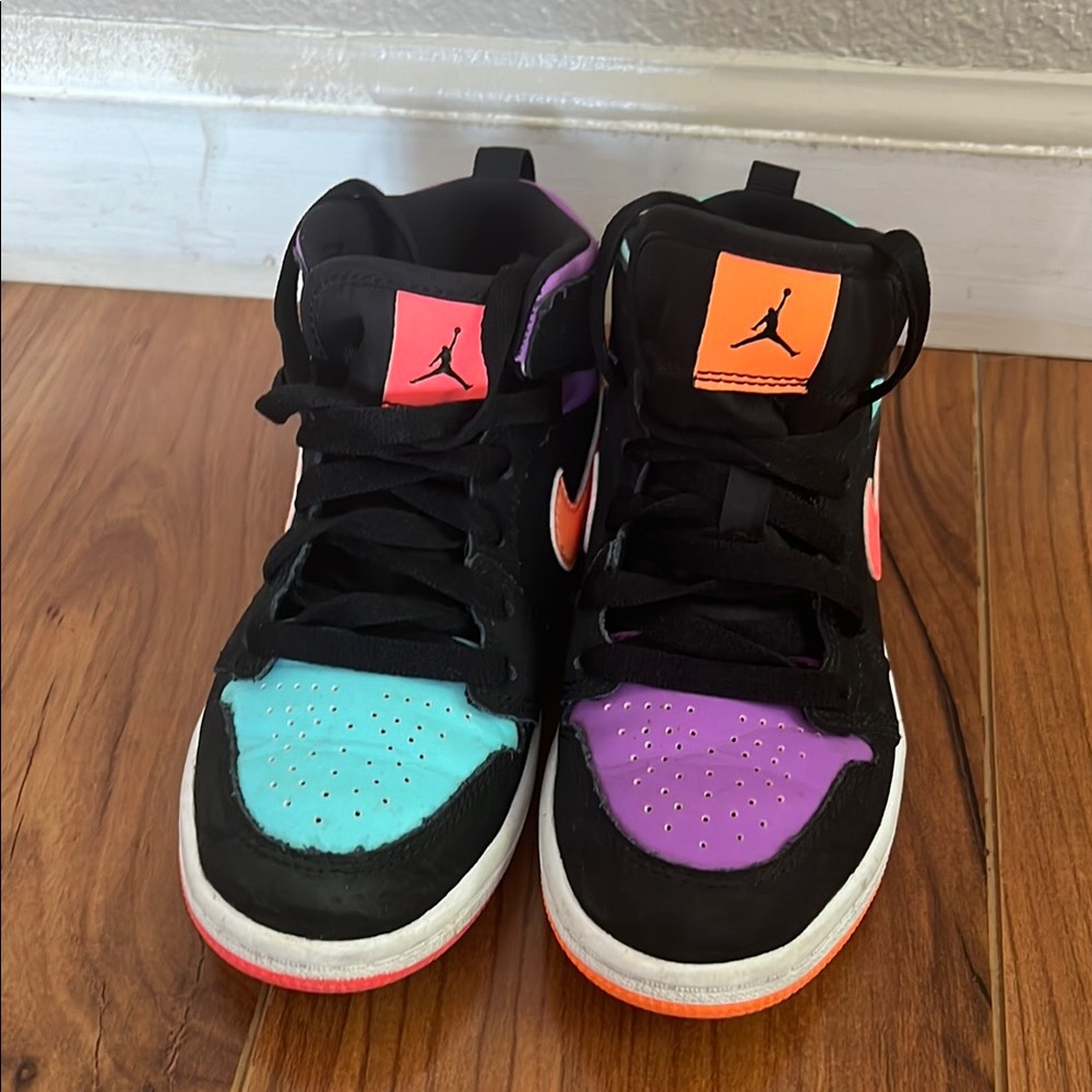 Jordan Black and Purple High-Top Sneakers